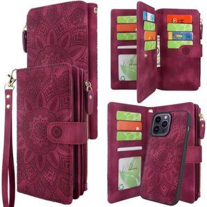 For iPhone 14 Pro Max 6.7in 5G 2022 Durable PU Leather Wallet Case with Strap